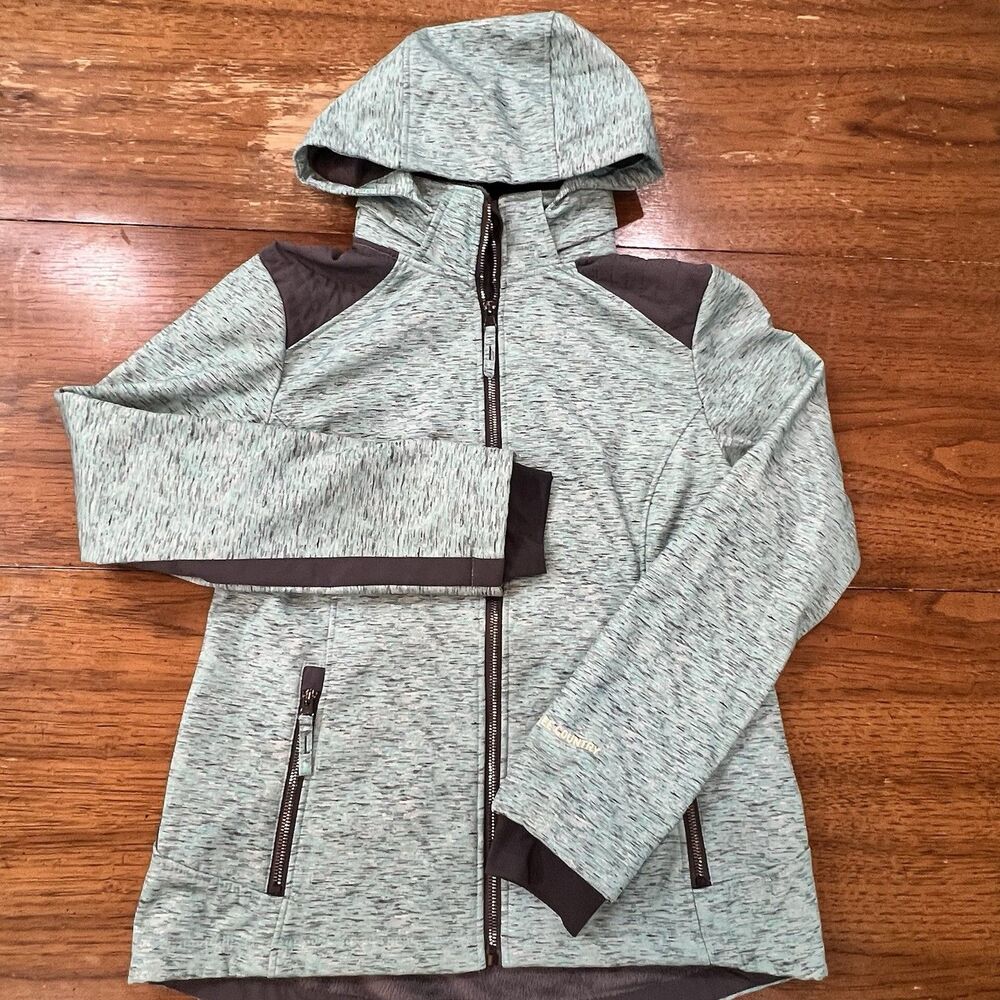 Free Country Mint Space Dye Softshell Hooded Jacket Fleece Lined Womens Small